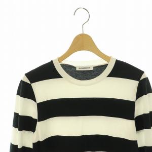 MADISONBLUE CREW NECK L/S PO WIDE BORDER トップスカットソー 01 黒 白 /MI OS