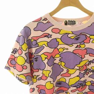 A BATHING APE 迷彩 カモフラ クロップド Tシャツ M ピンク /HK OS