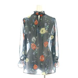 ANAYI セットアップ 花柄 シアー ブラウス フレアスカート 38 紺 マルチカラー /MI OS