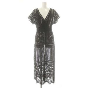 フラワーレースワンピース ロング カシュクール 36 ブラック /DO OS