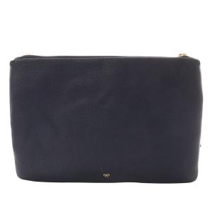 ANYA HINDMARCH GERGIANA CLUTCHEYES アイズ クラッチバッグ レザー ネイビー /YO9