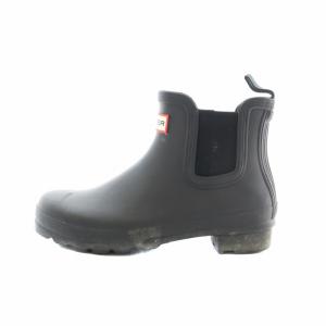 HUNTER オリジナルチェルシー サイドゴア ラバーブーツ ハイカット UK4 23cm 黒 ブラック wfs2078rma
