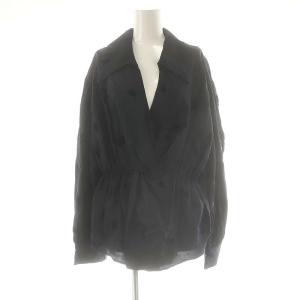 フロッキーフロントツイストブラウス シャツ 38 紺 /MI OS