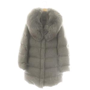 フォックスファー カシミヤ ダウンコート ロング 13 グレー /AT OS