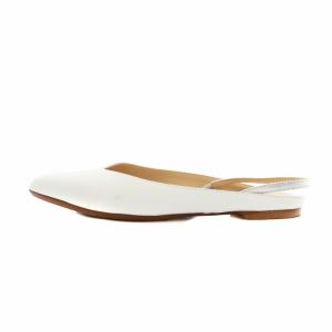 FABIO RUSCONI パンプス フラットシューズ アーモンドトゥ ストラップ レザー 36 23cm 白 ホワイト /AS OS