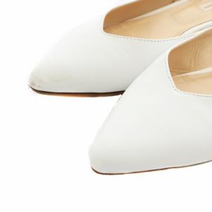 FABIO RUSCONI パンプス フラットシューズ アーモンドトゥ ストラップ レザー 36 23cm 白 ホワイト /AS OS
