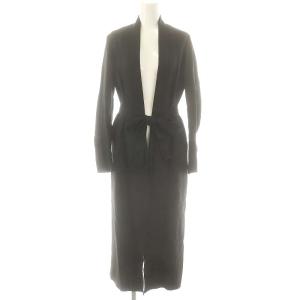 リネン ロングコート ベルト付き 00 ブラック /HK OS