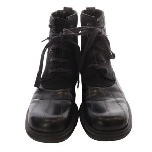 GUCCI レースアップ ミリタリーブーツ ショート ワークブーツ 切替 36.5 23.5cm 黒 ブラック /SR