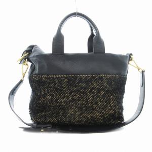 GUM gianni chiarini 2WAY ハンドバッグ ショルダーバッグ ツイード ロゴ 黒 ブラック /JS