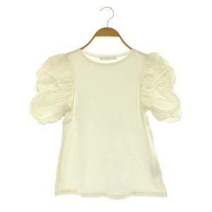 24SS シャーリングスリーブカットソープルオーバー 五分袖 切替 36 ホワイト /MY OS