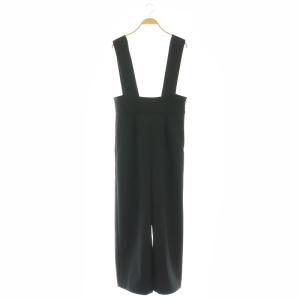 23AW 高密度ツイルサロペット オールインワン ワイドパンツ 38 ブラック /DO OS