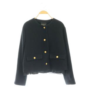 23AW ノーカラーツイードジャケット 38 ブラック