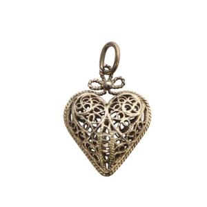 ペンダントトップ チャーム フィリグリー ハートモチーフ シルバー色 /YO9