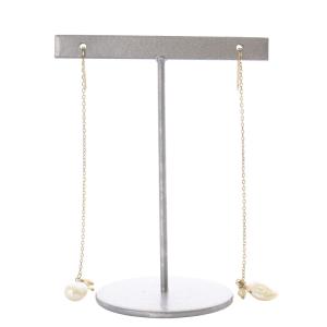 agete パール チェーンドロップピアス K10 YG イエローゴールド /SR32