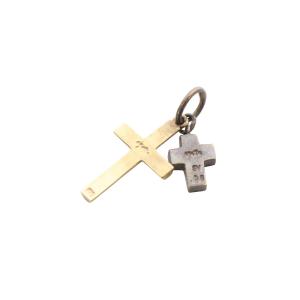 agete クロス ネックレスチャーム K10 925 ダイヤ0.03ct ゴールド シルバー /SR23