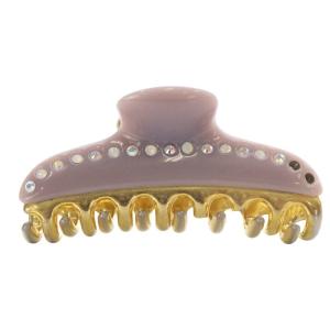 ヘアクリップ ラインストーン パープル /YO10