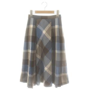 23AW クレストブリッジチェック プリーツスカート ウール 34 茶 青 白 /MI OS