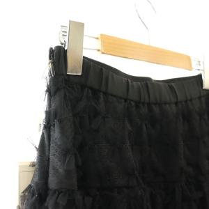 GRACE CONTINENTAL 24AW チュールリボン刺繍スカート フレア マキシ ロング 38 黒 ブラック 0124421142