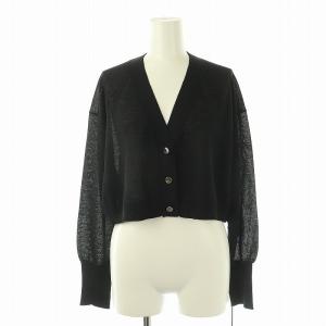 24AW シアーカノコニットカーディガン Vネック シースルー ショート丈 36 黒 ブラック /AT