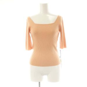 24AW ラメリブニット カットソー スクエアネック 36 オレンジピンク /DO OS