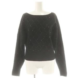25SS スパークルニットトップ カットソー ウール混 36 黒 /MI OS