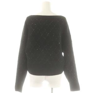 GRACE CONTINENTAL 25SS スパークルニットトップ カットソー ウール混 36 黒 /MI OS