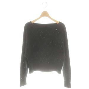 25SS スパークルニットトップ カットソー ウール混 36 黒 /MI OS
