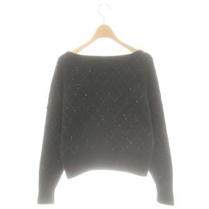 GRACE CONTINENTAL 25SS スパークルニットトップ カットソー ウール混 36 黒 /MI OS