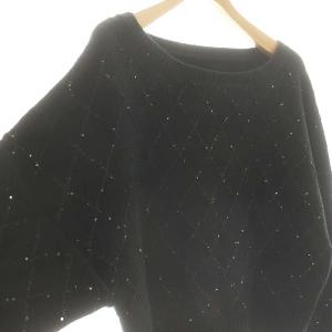 GRACE CONTINENTAL 25SS スパークルニットトップ カットソー ウール混 36 黒 /MI OS