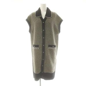 23AW ツイード2wayカーディガン ジレ ワンピース ニット 36 黒 マルチカラー /MI OS