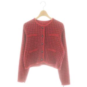 24AW ツイードニット カーディガン 36 赤 /MI OS