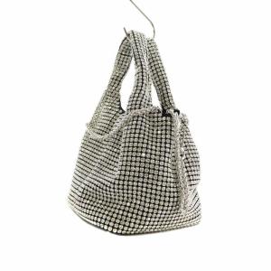 GRACE CONTINENTAL 24年 Pラインストーンバッグ ハンドバッグ ショルダーバッグ 2WAY シルバーカラー /AS OS