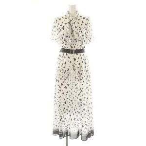 24AW ハートレオパードワンピース ロング 半袖 36 ホワイト ブラック