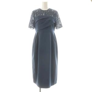 24AW タックドレープコクンドレス ワンピース ドッキング ロング 半袖 34 ダスティブルー /ES