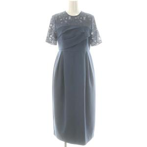 24AW タックドレープコクンドレス ワンピース ロング 半袖 34 ダスティブルー /ES OS