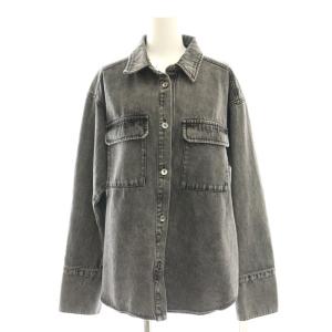 24WA スタッズデニムシャツ スタンドカラー 36 グレー 0124341098 /AT OS