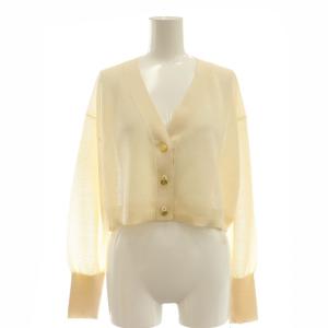 24AW シアーカノコニットカーディガン Vネック ショート丈 シースルー 36 アイボリー /AT OS