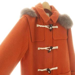 GRACE CONTINENTAL 24AW ウールカルゼダッフルコート フェイクファー 34 テラコッタオレンジ