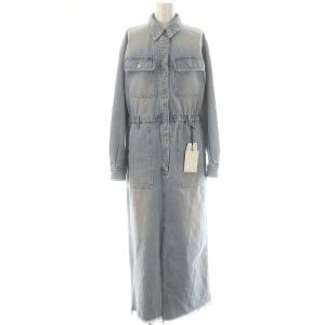 24AW デニムドロストスリットワンピース ロング 長袖 38 ライトブルー /ES OS