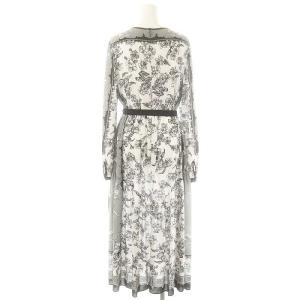 GRACE CONTINENTAL 25SS フラワーパネルプリントワンピース 36 ホワイト グレー ブラック