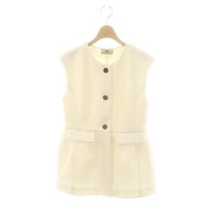 25SS ダンボールニットジレジャケット ノーカラー 金ボタン 36 キナリ /DO OS