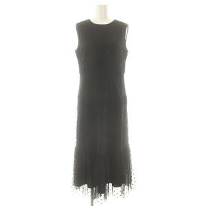 23AW ドットチュールワンピース ロング ノースリーブ 36 ブラック /HK OS