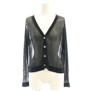 24AW リブシアーニットカーディガン Vネック シースルー 36 黒 ブラック 0324353009