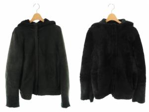 ムートン ボア リバーシブル ジップアップパーカー 40 ブラック