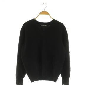 MONSIEUR ウール Vネック ニット セーター 長袖 イタリア製 ブラック /MY OS