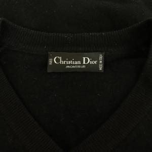 Christian Dior MONSIEUR ウール Vネック ニット セーター 長袖 イタリア製 ブラック /MY OS