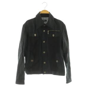 コットンリネン ジャケット 切替 スナップボタン M ブラック /MY OS