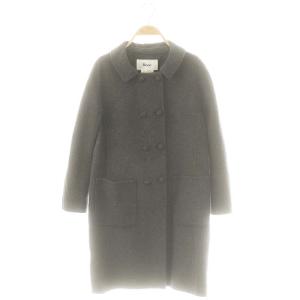 TISSUE アンゴラ ダブル ロングコート ステンカラー 36 ダークグレー /MI OS