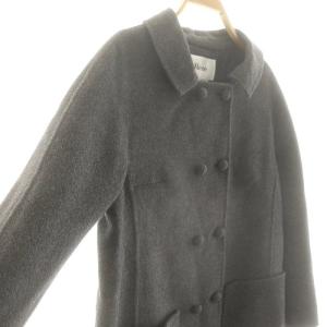 René TISSUE アンゴラ ダブル ロングコート ステンカラー 36 ダークグレー /MI OS