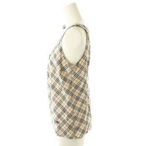 BURBERRY BLUE LABEL チェック柄 ノースリーブ ブラウス 36 ベージュ マルチカラー /ES OS